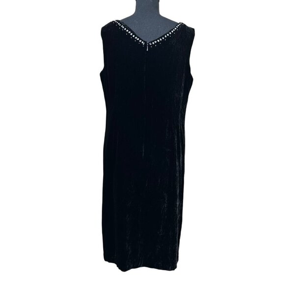 Rochas Paris Black Silk Velvet Jewel Neckline Sleeveless Dress EU 42, US 6 - Picture 4 of 8